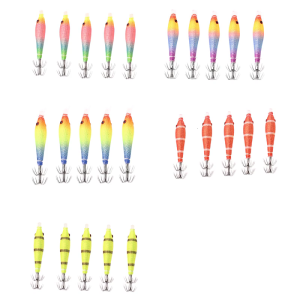 5Pcs Squid Jigs Lures Cuttlefish Sleeve Squid Jigs Baits Night Fishing Octopuses Lures Soft Artificial Shrimp Baits
