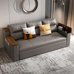 Sofa giường thông minh nệm cao su - sơ dừa vải sợi nano có hộc chứa đồ sofa phòng khách có loa bluetooth cổng sạc usb