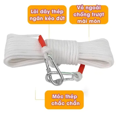 Dây Thừng Lõi Thép 8MM Chịu Lực Cao Thoát Hiểm | Dây Cứu Hộ Dây An Toàn Gia Đình 20M 30M 50M