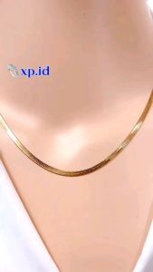 Xp112 || Kalung Belut Pipih Titanium Stainless Steel Lapis Emas Glowing Anti Karat Awet Selamanya