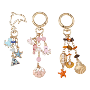 Hợp thời trang sao biển và vỏ Keychain thu nhỏ hợp kim kẽm Keyring Phụ kiện túi cho sử dụng thường nhật hoặc quà lưu niệm