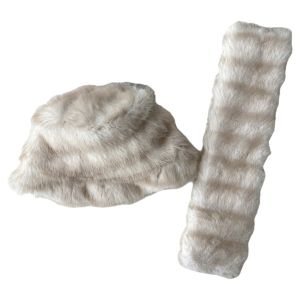 RANZH Thick Winter Hat Scarf Set Windproof Warm Fur Snood Scarf Fashion Faux Fur Faux Fur Hat Scarf Set Winter