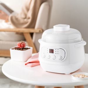 Smart Water-Sealed Slow Cooker with digital control compact design steam function egg tray suitable for home kitchen use.