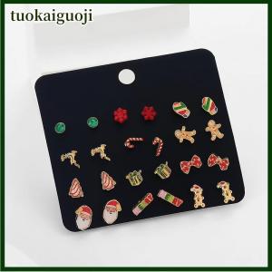 tuokaiguoji 24Pcs Giáng Sinh Bông Tai Thiết Lập Cho Phụ Nữ Nhỏ Sáng Bóng Zircon Xmas Tree Santa Claus Bông Tai Bông Tai Bông Tuyết Đảng Trang Sức Phụ Kiện Quà Tặng