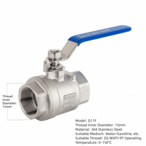RANG 2P Stainless Steel Ball Valve High Temperature Resistance 1/2" 3/4" 1" 1/4" 3/8 Threaded Ball Valve SS304 Female Valve