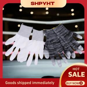 SHPYHT 12 cặp xe vinyl bọc găng tay Polyester PU tráng ngón tay găng tay chống tĩnh điện không bụi Cửa Sổ Màu làm việc găng tay