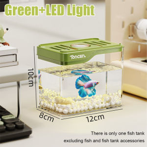 Mini Fish Tank Panoramic Aquarium Tank with LED Fish Breeding Box Desktop Decoration Fish Tank 鱼缸