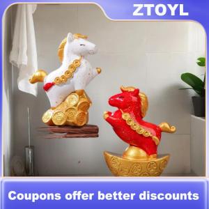【ZTOYL】 Vintage Horse Statue Zodiac Horse Sculpture Feng Shui Collection Crystal Light Horse Sun Catcher Ornament Home Desktop Decor