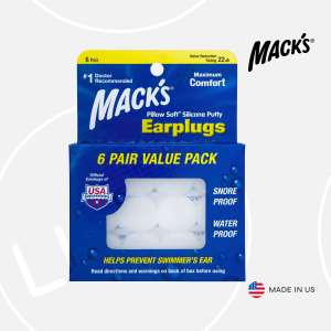 Macks Pillow Soft Silicone Putty Earplugs 6 Pair White | Ear Plugs Cover Anti Noise For Sleeping Swimming Penutup Telinga Kalis Bunyi Bising 耳塞防噪音睡眠