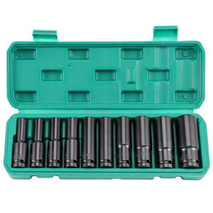 10Pcs Impact Socket Set 8-24MM Extension Impact Socket Panjang Mencapai Soket Nut Perbaikan