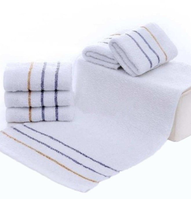 12pcs FACE TOWEL/HAND TOWEL WHITE PLAIN GOOD QUALITY WITH LINING DESIGN