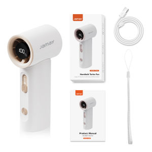 Jamay Mini Portabel High-Speed Kipas Strong Wind 100 Gear Wind Speed Handheld Kipas Angin Digital Display Adjustable Turbo Kipas Handheld Fan 1800mAh F7 MINI