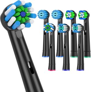 Replacement Toothbrush Heads fits for Oral B Braun Electric Toothbrush Refills8Pcs Black Toothbrush Heads Compatible with Oral B 7000/Pro 1000/9600/500/3000/8000