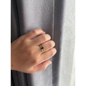 Cincin Titanium wanita premium anti karat/cincin titanium mata batu Black Onyx segi terlaris best seller rings stone  black