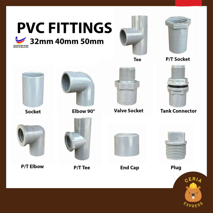 Pvc Socket 32 PVC Pipe Fitting 32mm 40mm 50mm Socket Tank Connector Elbow Joint Plug ...