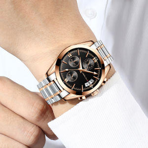 CRRJU Men Watches Dial Business Quartz Leather Strap Waterproof Clock Date Multifunction Watches 2217