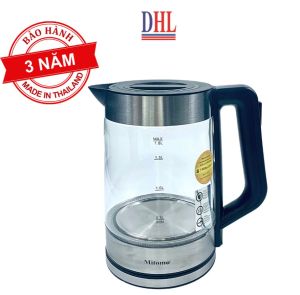 {Xuất xứ thái lan ấm siêu bền} Ấm siêu tốc thủy tinh Mitomo hàng chính hãng bảo hành 36 tháng.