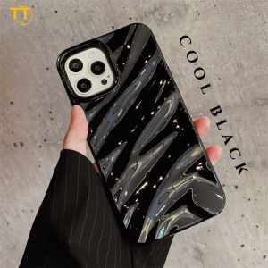 Tri-Town Luxury Glossy Wavy Wrinkled Soft Shockproof Case For iPhone 11 12 13 14 15 16 17 Pro Max 6 7 Plus 8 Plus XR XS Max Solid Color Phone Cover