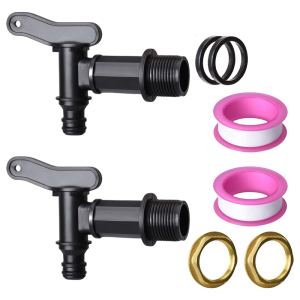 2Pcs 3/4in Tank Tap Adapter Coarse Thread Garden Water Tanks Faucet Replacement Water Tap with Brass Nut Enduring