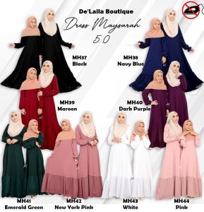 Dress Sedondon Maysarah 5.0 Dress Sedondon Ibu Anak Ironless Jubah Abaya Labuh Muslimah Kembang | Dress Ibu Anak Tanpa Gosok | DRESS KEMBANG LABUH SEDONDON IBU ANAK