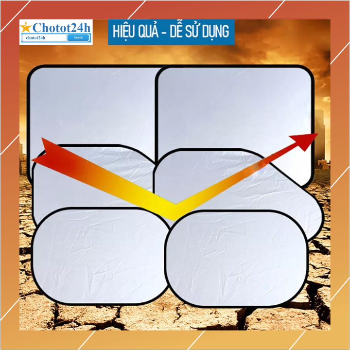 Bộ 6 tấm che nắng trước, bên và sau trong ô tô tráng bạc cao cấp Sunha ...