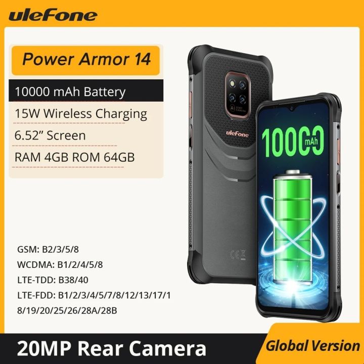Ulefone Power Armor 14 Rugged Phone 10000mAh Android 11 2.4G/5G WLAN cellphone Global Version NFC Smartphone Wireless charging