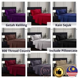 Cadar Fitted Bedsheet Set Hotel Kualiti Kapas Dilengkapi Tunggal/Queen Stripe Tempat Tidur Set 2 In1 4 In1 Getah Keliling Lembut Selesa Getah Penuh