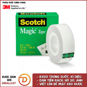 Băng keo đa năng trong suốt kì diệu Scotch Magic Tape 810 - dài 32.9m dán tiền hồ sơ ghi lên được gói quà sửa vết rách - Dmall247 hàng chính hãng