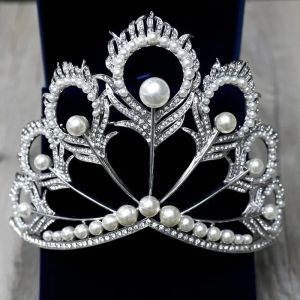 New Chic Crystal Tiara Vintage Peacock Bridal Hair Accessories For Wedding Quinceanera Tiaras And Crowns Pageant Pearls Headband