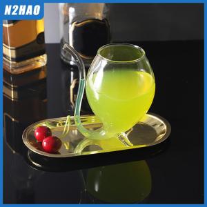 N2HAO Wine Whiskey Glass Heat Resistant Sucking Juice Milk Drinking Tube Straw Cup Creative Wine Glass High Quality Glass Cup