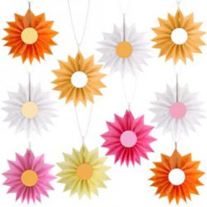 Colorful Hanging Decorative Paper Fan Spring Daisy Flower Hanging Ceiling Sign Daisy Retro Hippie Party Supplies