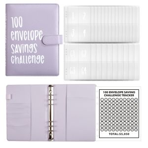 【SG】PU Leather A5 Budget Binder Planner Notebook Cover Envelopes Binder Pockets for Money Budget Saving Bill Organizer