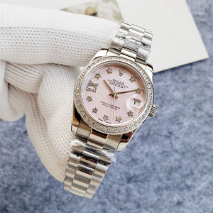 Special Offer Date Just Style Automatic Watch for Woman 31mm Pink Sapphire Glass Diamond Dial Luxury Watches