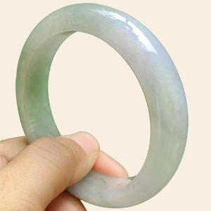 High Quality Light Lavender Light Green Natural Type A Jadeite Jade Peace Bangle Wrist Size 53.7 mm certificate weighs 55.94 grams Width 13.2 Thickness 8 mm (bangle10)