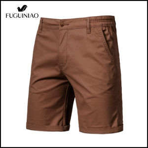 FUGUINIAO 2022ฤดูร้อนใหม่100% กางเกงขาสั้นผ้าฝ้ายผู้ชายคุณภาพสูง Casual Business Social Elastic เอวกางเกงขาสั้นผู้ชายกางเกงขาสั้นชายหาด