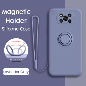 Magnetic Holder + Lanyard Liquid Silicone Case for Xiaomi 15 14T 13T Mi 11 Lite 5G NE Redmi Note 14 13 Pro Plus + 11S 12 12S 10s 10 15C Poco C85 4G X6 M6 X3 NFCM3 Pro 5G Wrist Strap Rope Ring Circle Phone Case