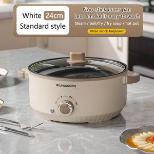 กระทะไฟฟ้า 1000W นึ่ง/ต้ม/ผัด/หม้อไฟ หม้ออเนกประสงค์ 5L ความจุหม้อขนาดใหญ่ ระบบทำความร้อนแบบวงกลม 360° กระทะเคลือบสารกันติดทำความสะอาดง่าย ทนต่ออุณหภูมิสูง