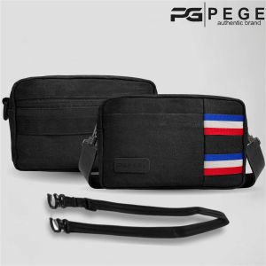 Tas Selempang Pria PEGE Knox Bahan Kanvas Tebal Model 2in1 Kombinasi Stripe Bisa Slingbag dan Handbag - PG 9033