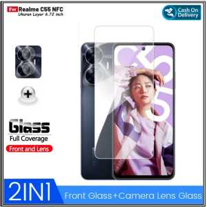 Paket 2in1 Tempered Glass REALME C55 NFC REALME C15 Tempered Glass Layar Free Anti Gores Camera Pengiriman Cepat Promo Di AlvaCaseAcc