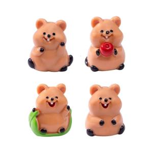 4Pcs Cute Miniature Quokka Statue Handcrafted Resins Desk Ornaments Perfect For Home Office Shelf Display Garden Decors