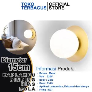 Lampu Dinding Hias Bola 20cm Antique Gold Wall Lamp Living Bedroom