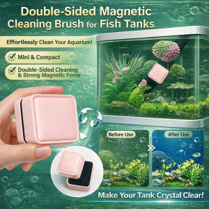 Aquarium Magnetic Glass Cleaner Double Sided Fish Tank Scrubber Brush for Inside Outside Removes Algae Dirt Grime