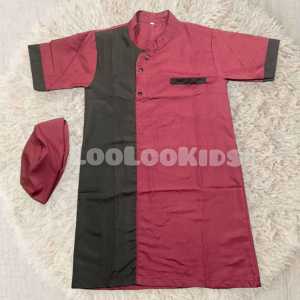 Baju Muslim Anak Laki-Laki 1-9 Tahun - Setelan Koko Model Jubah Dan Peci Elegan Terbaru - Stelan Pakaian Pria Terlaris Premium