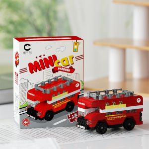 City Street Set Food Car Two-color Travel Bus Building Blocks Assembling Educational Toys for Kids