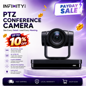 InfinityPro Webcam PTZ AI Conference Camera 12x Optical Zoom Meeting Room Video Camera Business Camera Conferencing