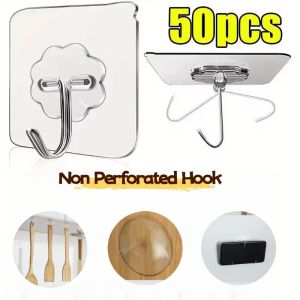 Life Store 30/50Pcs Adhesive Wall Hook Reusable Anti-skid Traceless Heavy Duty Stick on Bath room Kitchen