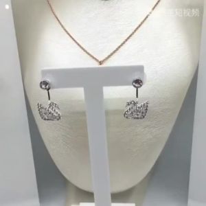 925 Sterling Silver Swan Earrings with Crystal and Diamonds by Swarovski - Fashion Jewelry for Women