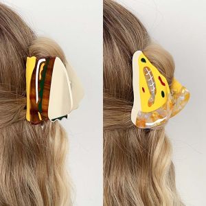 NEEUJ กล้วยทรงกล้วย คลิปฉลามสร้างสรรค์ของแมคโดนัลด์ กันน้ำกันน้ำได้ สตรอเบอร์รี่สตรอเบอรี่ เครื่องประดับผมอะคริลิก แฟชั่นสำหรับผู้หญิง จับผม กรงเล็บขนกรดอะซิติก สำหรับผู้หญิง