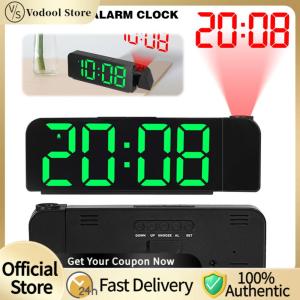 Multi-Function Projection Alarm Clock with Adjustable Brightness for Home Office and Bedroom Decor Digital Bedside Clock with Snooze and Night Light