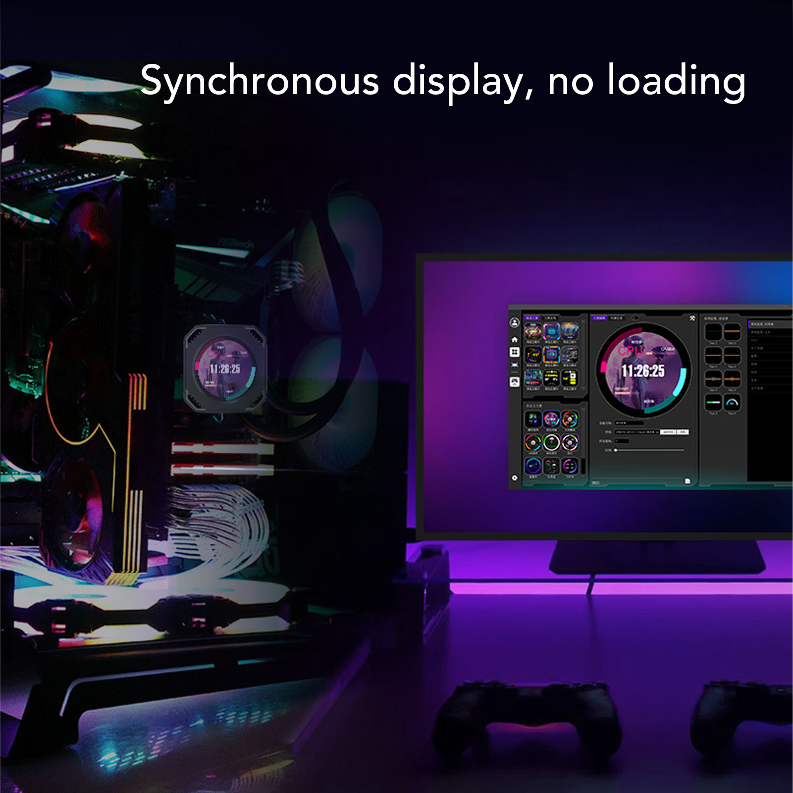 CPU Cooler Lcd Display RGB 2.1 Inch Computer Temperature Display for Gaming